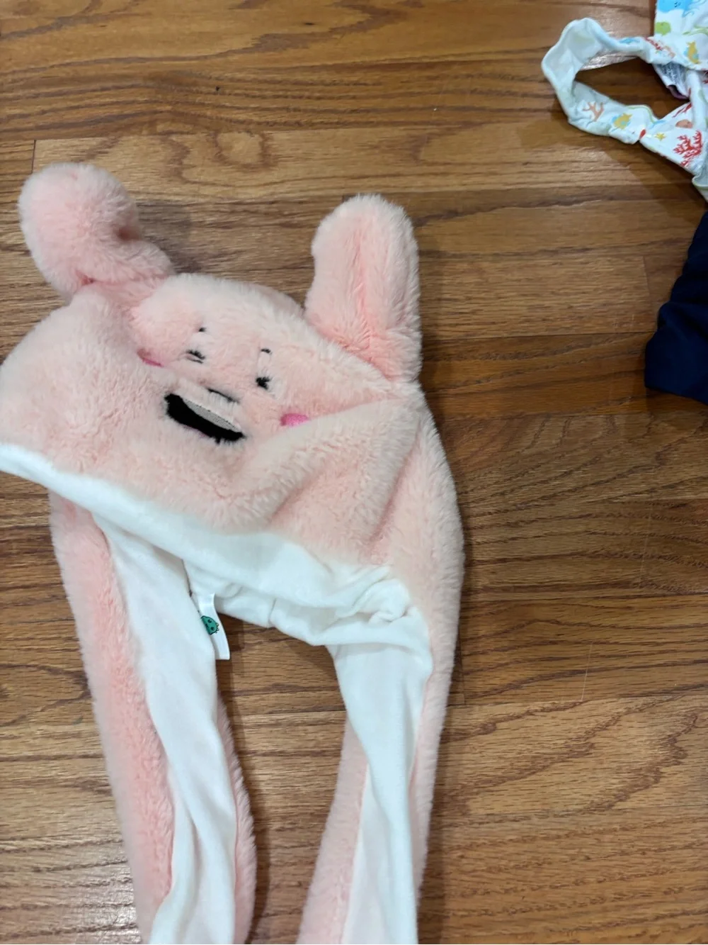 Plush Pink Bunny Ear Hat with Heart Paws Moveable Ears